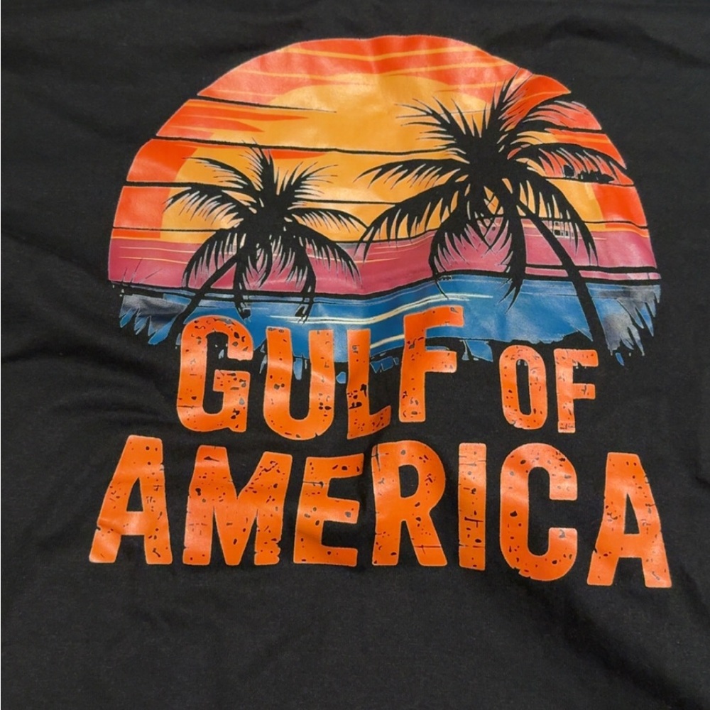 Joke Gift: Gulf of America Black and Orange Men's Shirt